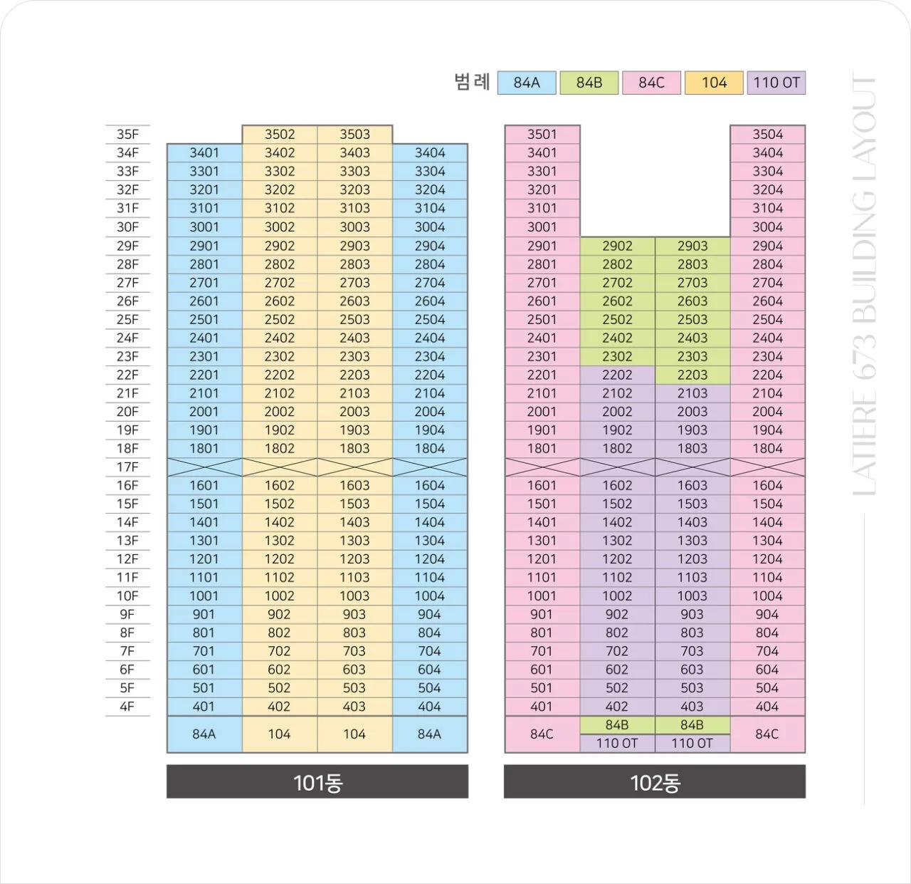 문수로 라티에르 673 동호수 배치도 — 울산 남구 신정동 아파트 단지 배치